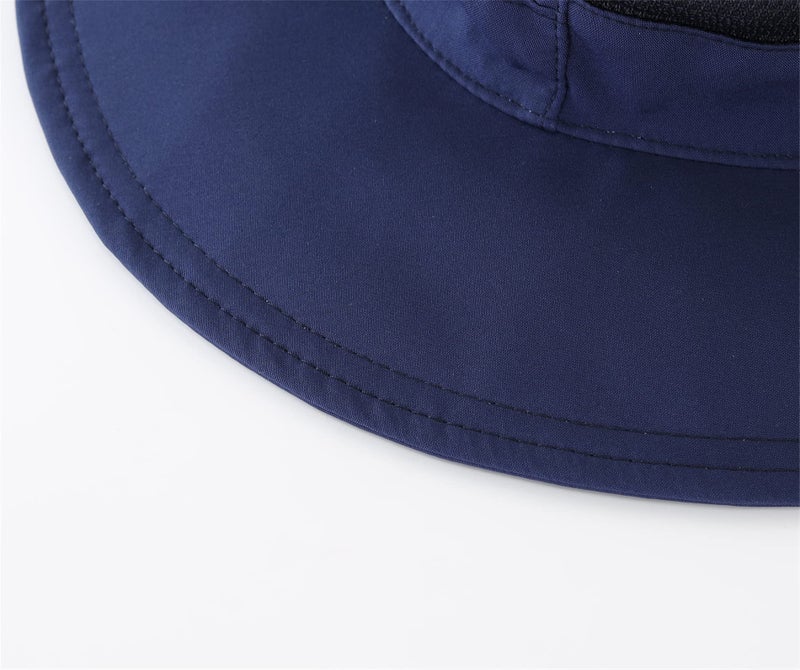 Connectyle Menâ€™s Outdoor Mesh Boonie Sun Hat Summer Wide Brim UV Protection Fishing Hat Safari Cap Navy Blue - Image 4